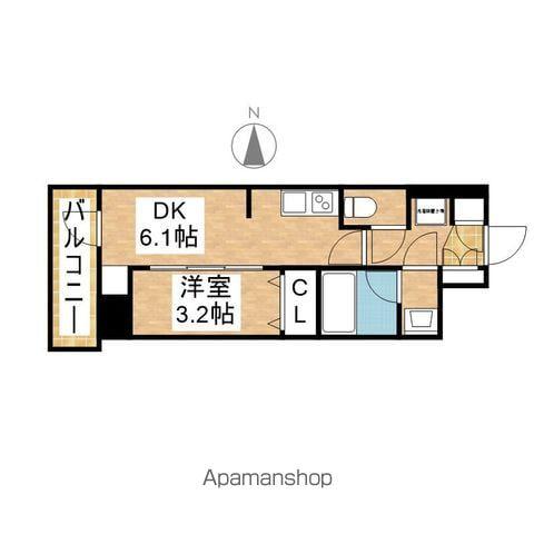 ルネフラッツ今池駅前サウス(1DK/12階)の間取り写真