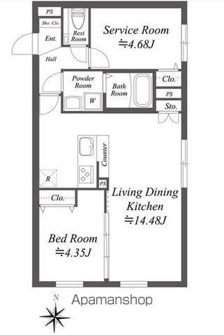 SOLASIA RESIDENCE世田谷代田(1SLDK/2階)の間取り写真