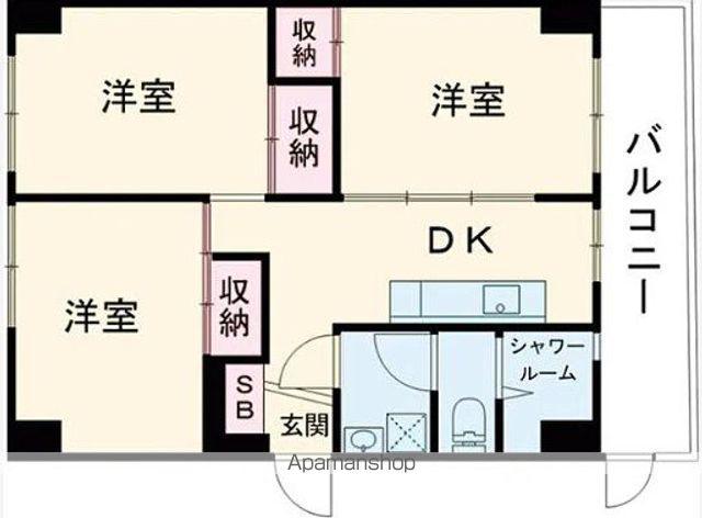 アシスト第2足利マンションⅠ(3DK/5階)の間取り写真