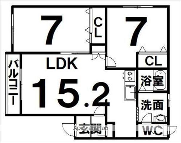 ル・ソレイユⅢ(2LDK/1階)の間取り写真