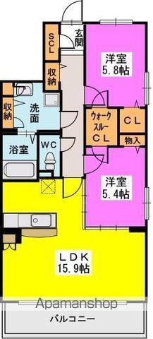 プレア博多の森2(2LDK/3階)の間取り写真