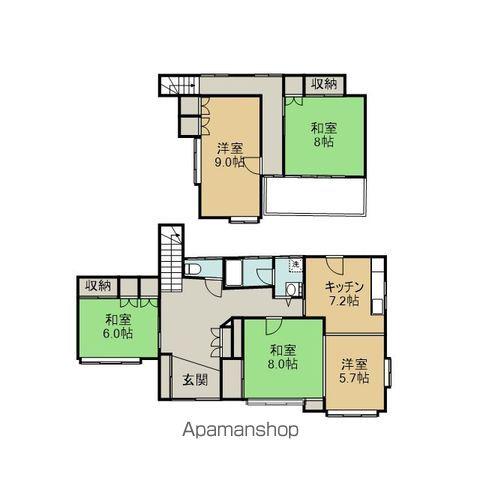 岩手県盛岡市 2階建 築50年(5DK)の間取り写真