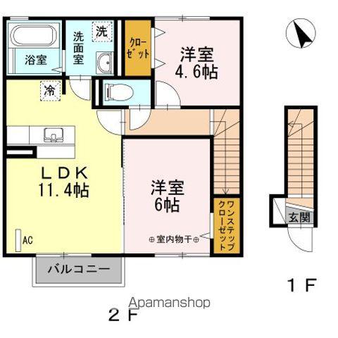 サンライズコーポ D(2LDK/2階)の間取り写真