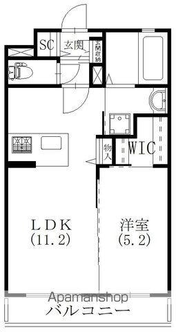 オランジェリー(1LDK/4階)の間取り写真