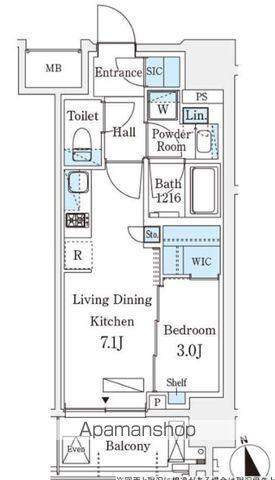 シーズンフラッツ浅草六丁目(1DK/11階)の間取り写真
