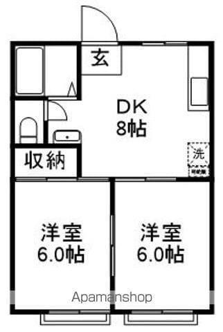 グリーンヒル八千代台(2DK/1階)の間取り写真