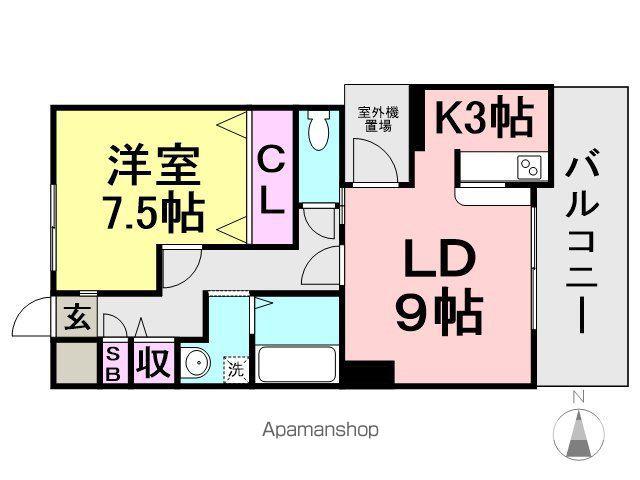 たちばなTWO-ONE(1LDK/3階)の間取り写真