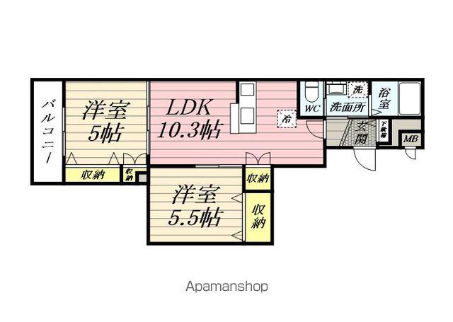 鶴見マンション(2LDK/2階)の間取り写真