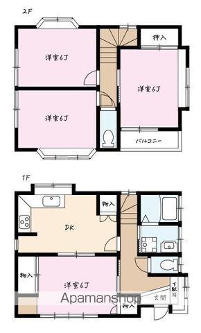 東京都西多摩郡瑞穂町 2階建 築38年(4DK)の間取り写真