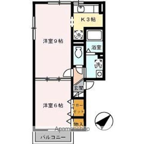 ラ・クレール薊野(2K/2階)の間取り写真