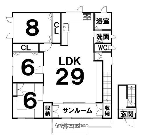 東4南3貸家(3LDK)の間取り写真