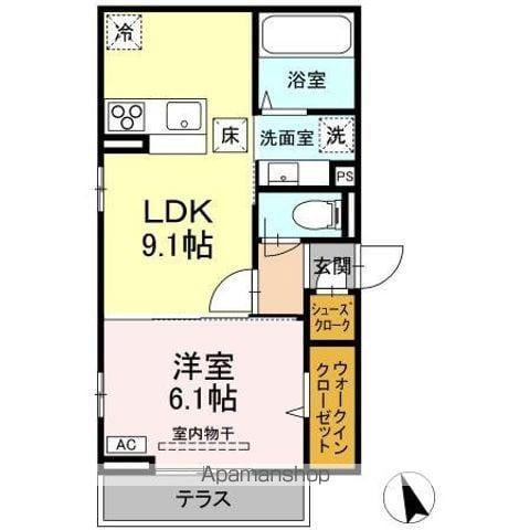 D-ROOM甲府市徳行3丁目(1LDK/1階)の間取り写真