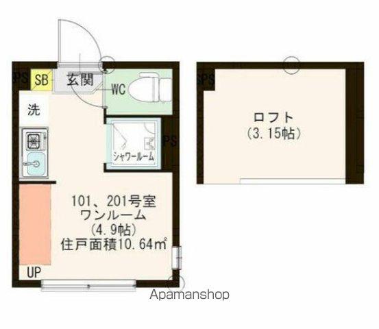 パルムズコート小岩(ワンルーム/2階)の間取り写真