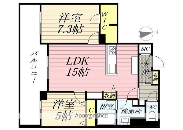 ゼフィールメゾンプレミア緑園(2LDK/1階)の間取り写真