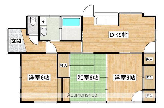 日豊本線 都城駅 バス乗車時間:7分 松之元停バス停で下車 徒歩2分 1階建 築38年(3DK)の間取り写真