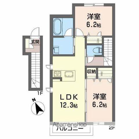 シャーメゾン大沢川原(2LDK/2階)の間取り写真