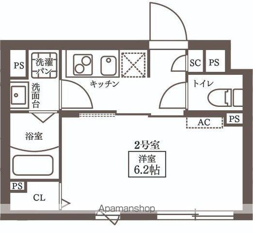 プラティーク代々木(1K/4階)の間取り写真