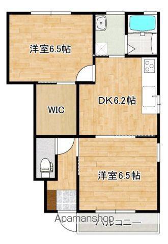 シャンプルⅡ(2DK/1階)の間取り写真