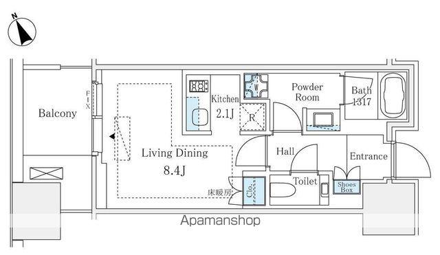 麻布台ヒルズレジデンスB(ワンルーム/6階)の間取り写真