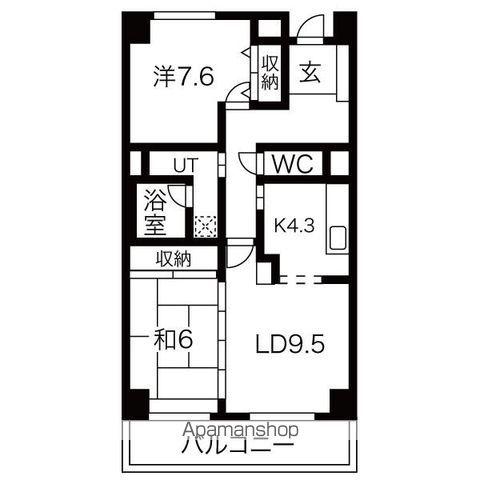 Kプラッツ(2LDK/5階)の間取り写真