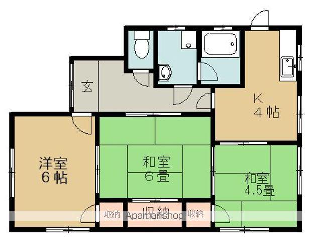 愛媛県今治市 1階建 築39年(3DK)の間取り写真
