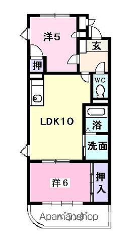 ファインパーク薬師B棟(2LDK/2階)の間取り写真