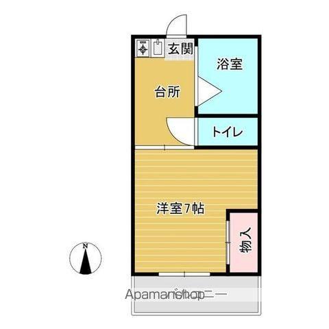 パークハウスコーワB(1K/1階)の間取り写真