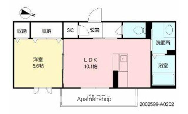 ベレオ山の手(1LDK/2階)の間取り写真