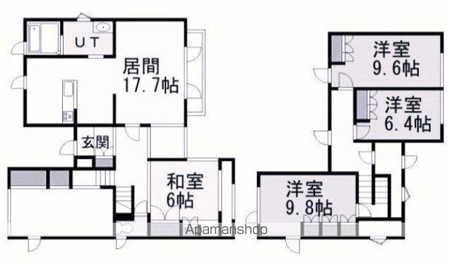 札幌市東西線 新さっぽろ駅 徒歩6分 2階建 築38年(4LDK)の間取り写真