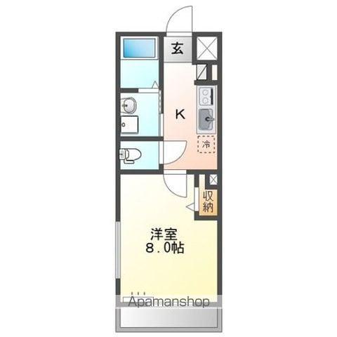 クロスビレッジ(1K/2階)の間取り写真