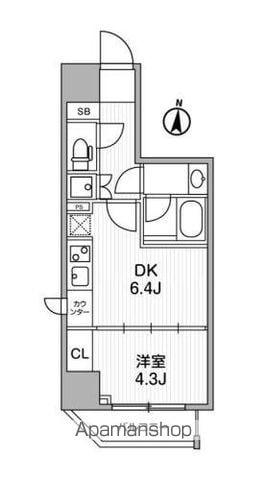 ラヴィエール錦糸公園(1DK/2階)の間取り写真