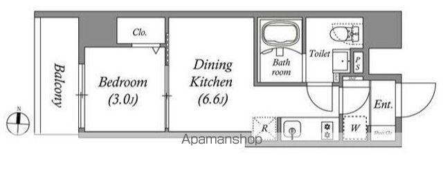 PRIMAL KINSHICHOⅡ(1DK/4階)の間取り写真