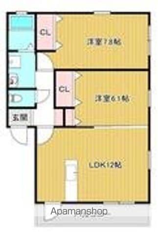 フォブール津森C棟(2LDK/2階)の間取り写真