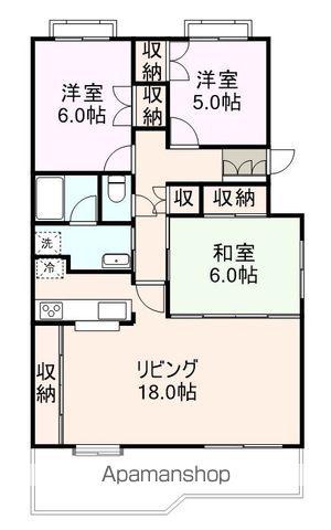 中州郷ハイツ(3LDK/2階)の間取り写真