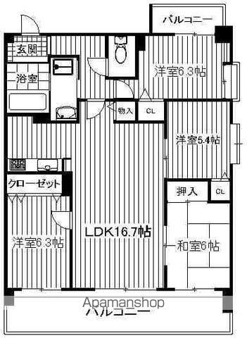 オーデブラン博多南(4LDK/8階)の間取り写真