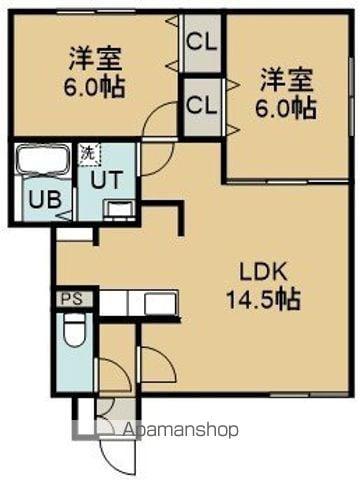 グランドゥール(2LDK/1階)の間取り写真