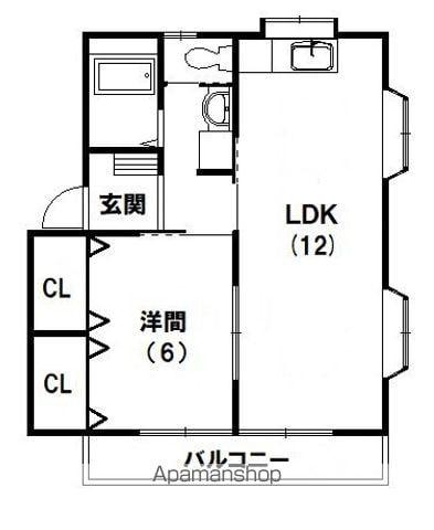 レ・アール早出B(1LDK/2階)の間取り写真