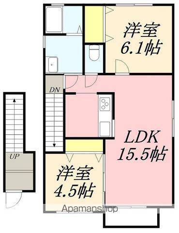 クレールシャルムA(2LDK/2階)の間取り写真
