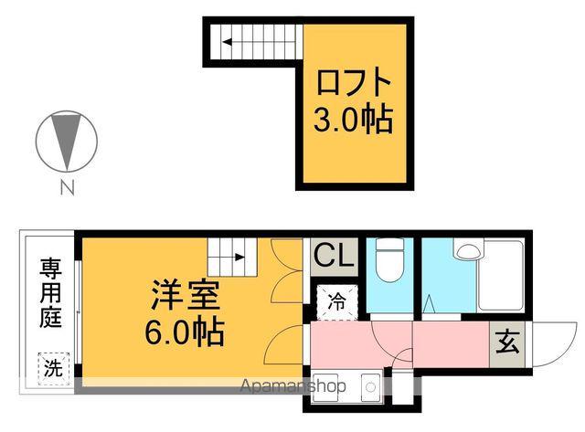 オクトスクエア(1K/1階)の間取り写真