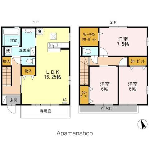 ピースフルⅡ(3LDK/1階)の間取り写真