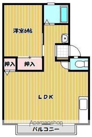 サンビレッジ弐番街A棟(1LDK/2階)の間取り写真