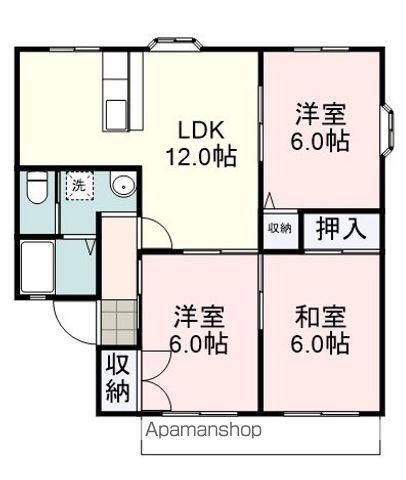 メゾン・アムール B(3LDK/1階)の間取り写真