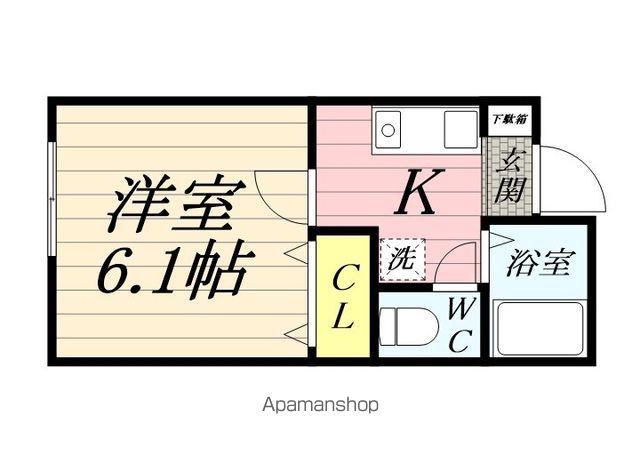 リーズ桜ヶ丘(1K/2階)の間取り写真