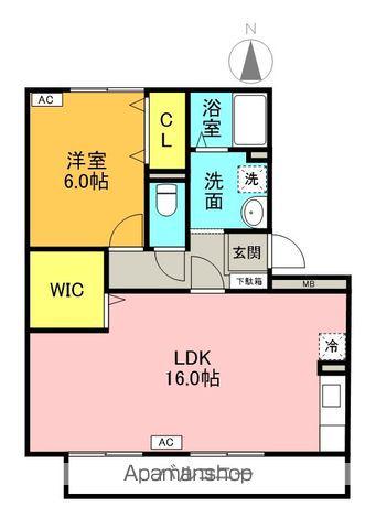 ダイワレイク A棟(1LDK/2階)の間取り写真