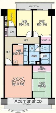 ネオハイツ江戸川台A棟(3LDK/9階)の間取り写真