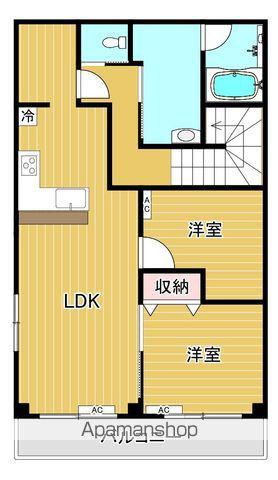 フォンターナC(2LDK/2階)の間取り写真