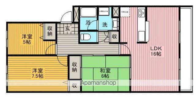 ヴェリテ上野東(3LDK/1階)の間取り写真