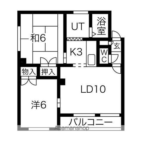 ハイツ楡(2LDK/1階)の間取り写真