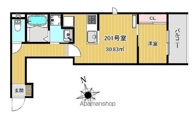 CHARME MAISON香椎(1LDK/2階)の間取り写真