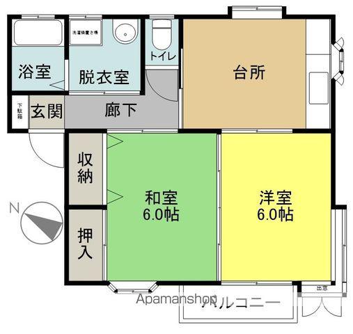 ハイツサフラワーA棟(2DK/1階)の間取り写真